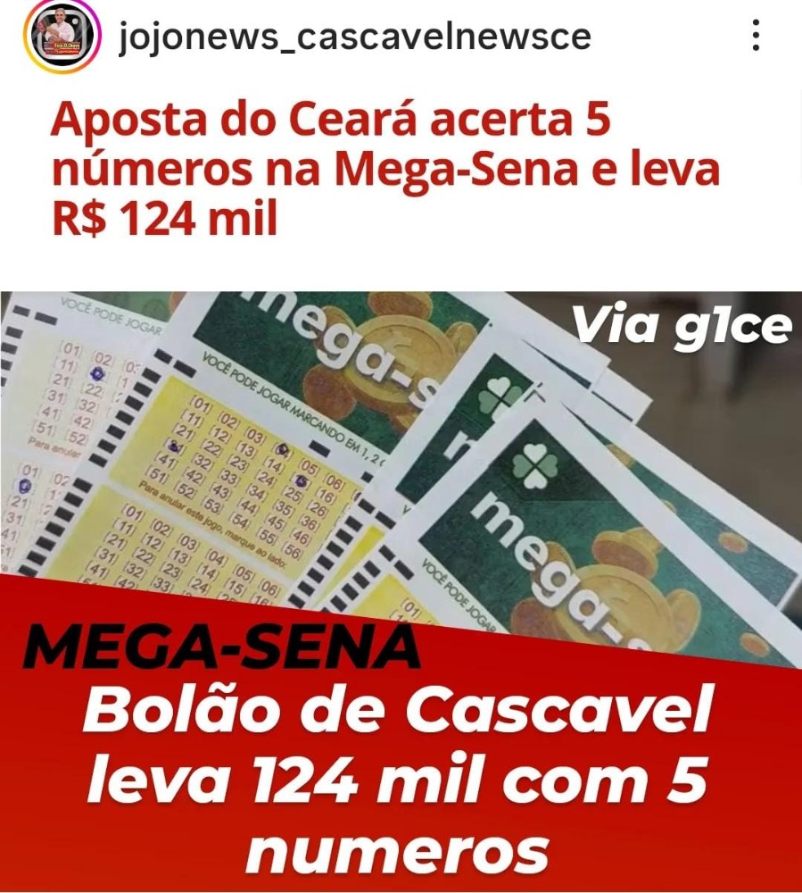 TA NO G1 5 APOSTADORES  DE CASCAVEL GANHAM NA MEGA-SENA- 5 NUMEROS